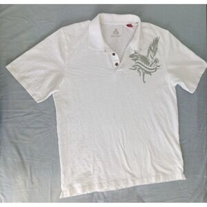 Mens Reunion Golf Polo Large White With Logo A003